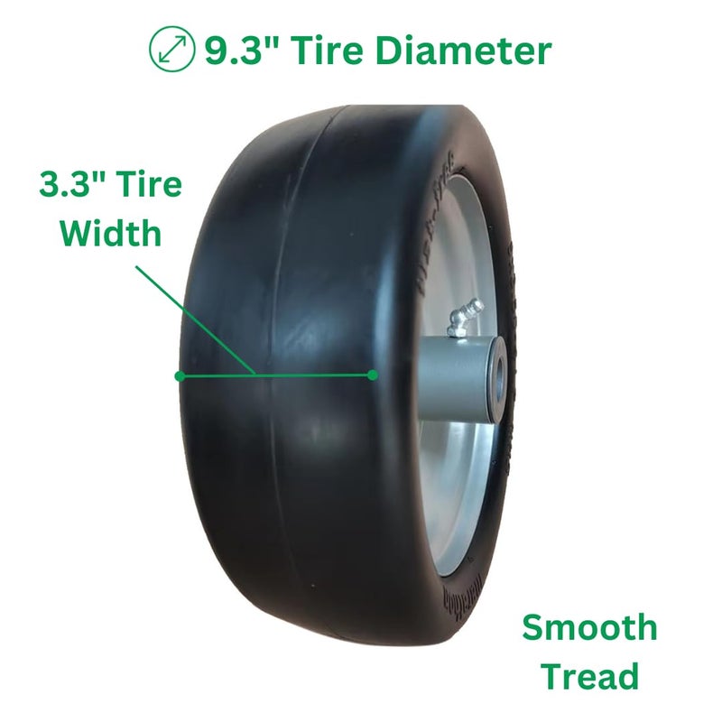 Marathon 9x3.50-4" Flat Free Lawnmower Tire on Wheel, 4" Centered Hub, 3/4" Bushings - Image 4